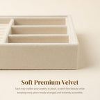 Elsjoy 8 Pack Velvet Jewelry Trays, Stackable Jewelry Organizer Trays for Drawers, Beige Jewelry Storage and Display Tray Inserts for Necklaces, Rings, Earrings