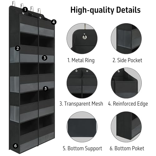 Giraffe Creation Over Door Hanging Organizer with 10 Large Capacity Pockets, Ideal Storage for Closet, Bathroom, Nursery, Bedroom, Dorm, Toys, Cosmetics, and Baby Essentials, Black - color: Double Black