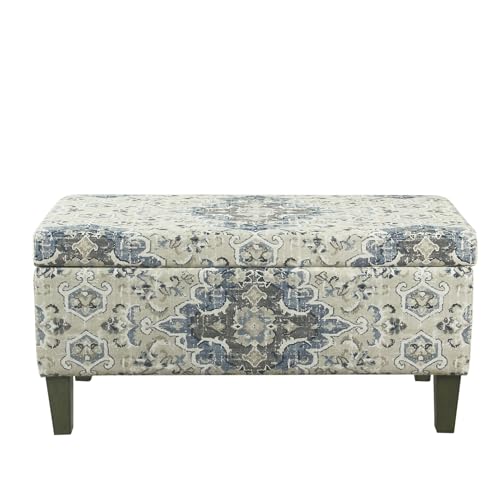 HomePop Large Decorative Storage Bench - Antiqued Blue - color: Antiqued Blue