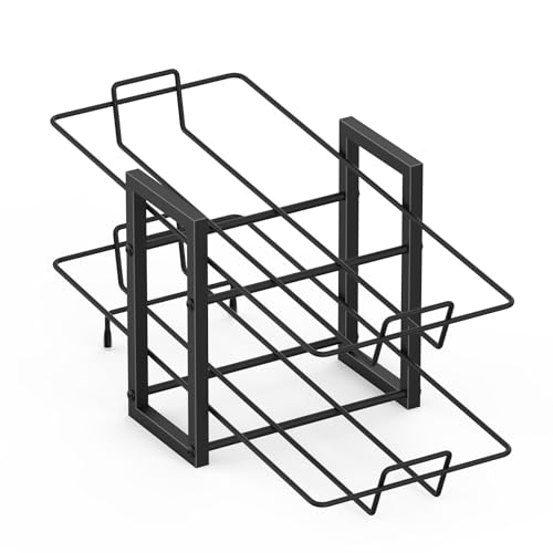 MOOACE 4 Pack Can Rack Organizer, 2 Tier Kitchen Canned Food Storage Dispenser Holds up to 40, Can Organizer for Cabinet Pantry Refrigerator Countertop, Black