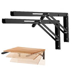 Ravinte -2 Pack 20 Inch Folding Shelf Brackets – Matte Black, Heavy Duty Collapsible Brackets for Tables and Benches – Space-Saving Design - size: 20 Inch