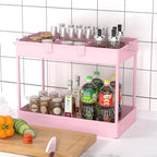 SPACELEAD 3 Tier Rolling Cart with Wheels, Storage Craft Art Trolley Organizer Serving, 3 Hanging Baskets Easy Assembly, for Office, Living Room, Kitchen, Pink - color: Pink