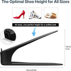 One-Piece Shoe Slot Organizer 10 Pack, Space-Saving Stackers for Closet, Entryway & Shoe Rack | No Assembly Needed - color: Black
