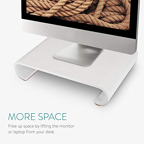 Navaris Wood Monitor Stand Riser - Computer Desk Organizer Desktop Dock Wooden Mount Display for PC TV Screen Notebook Laptop - Oak with White Stain - style: oakwood white
