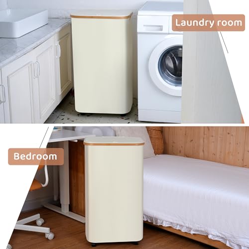 Laundry Basket with Wheels, 110L Beige Clothes Hamper for Laundry, Laundry Hamper with Lid and Inner Bag, for Laundry Room, Bedroom, Dormitory Storage,Beige - color: Beige, size: 110L with Wheels