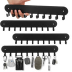 4 Pack Key Holder Wall Mount, Metal Key Chain Organizer with 10 Hooks, Heavy Duty Iron Keys Rack for Living Room, Kitchen, Garage, Office, Hallway (Black)