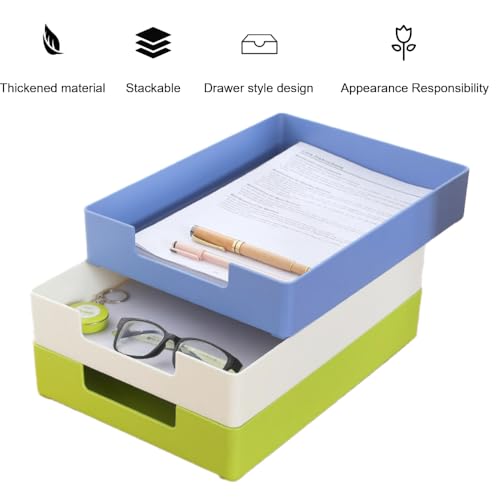 Letter-Size Tray, Desk Drawer Organizer, A4 Plastic Paper Tray, Plastic Paper Holder File Organizer for Office, School, Home Storage (Off-White) - color: White