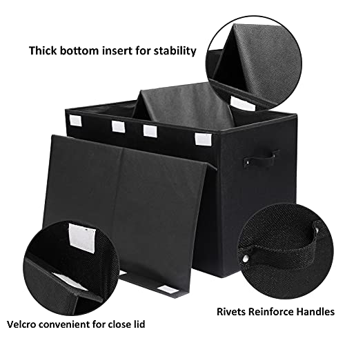 popoly Large Toy Box Chest Storage with Flip-Top Lid, Collapsible Kids Storage Boxes Container Bins for Toys, Playroom Organizers, 25"x13" x16" (Linen Black) - color: Large Black