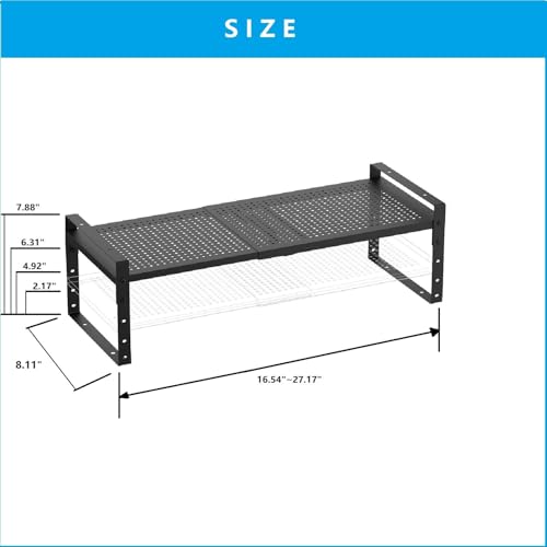 Expandable,Adjustable & Stackable Spice Rack, Cabinet Kitchen Countertop Shelf Organizer,Metal Pantry Storage Shelves - Space-Saving Storage Solution(1Pack/Black/Medium) - color: Black, size: Medium
