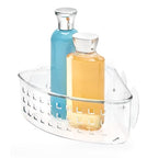 iDesign Plastic Suction Cup Corner Shower Basket for Bathroom Storage, Set of 2, Clear, Made in USA - style: Pack of 2