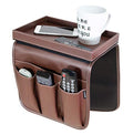 Non-Slip Couch Cup Holder Detachable Couch Tray PU Leather Armrest Cup Holder Couch Arm Table for Recliner w/ 1 Large Pocket, 3 Small Pockets for TV Remotes, Phone, Eyeglasses/Couch Console (Brown) - color: Dark Brown