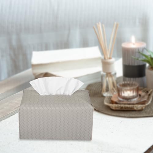Tissue Box Cover PU Leather Tissue Holder Square Facial Tissue Case Facial Paper Organizer Dispenser for Bathroom, Vanity Countertop, Tabletop, Car, Rectangle, Evergreen - color: Evergreen, size: Rectangle