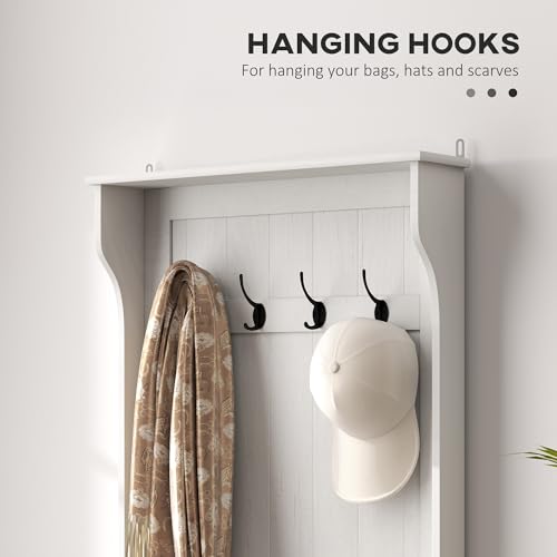 HOMCOM Hall Tree with Bench and Shoe Storage, 3-in-1 Entryway Bench with Coat Rack, 4 Hooks and Flip Top Storage Compartment, Cream White - color: Cream White, size: 28"