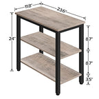 HOOBRO End Table, Simple Rustic Side Table with 3-Tier Storage Shelf, Narrow Nightstand for Small Spaces, Easy Assembly, for Living Room, Bedroom, Metal, Industrial Design, Greige and Black BG14BZ01 - color: Greige + Black