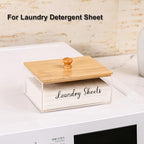 Acrylic Laundry Sheet Holder with Bamboo Lid, Laundry Detergent Sheet Container/Holder/Dispenser, laundry Room Organization and Storage