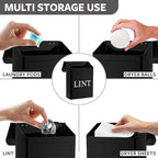 Calindiana Modern Farmhouse Metal Magnetic Lint Bin with Lid and Laundry Room Organization and Storage Wall Mount Space Saving Washer and Dryer Trash Can (Black (LINT Brush Set)) - color: BLACK (LINT BRUSH SET)