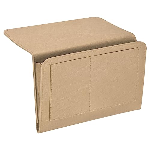 PATIKIL 13in Bedside Caddy, Bed Caddy Bedside Organizer Hanging Soft Felt 5 Pockets Bed Pockets Bedside Storage Organizer Remote Control Holder for Bedroom Phones Glasses, Beige - color: Beige, size: 12.6*8.6inch