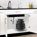 CAXXA Heavy Duty Pan Rack, Pot Lid Rack, Kitchen Cabinet Pantry Cookware Organizer Rack Holder with 5 Adjustable Dividers, Chrome - size: 12.8 x 10.4 x 8.9 INCH