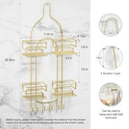 SRIWATANA Shower Caddy Hanging, Bathroom Organizer, No Drilling Shelves Over Shower Head, Bath Rack Holder with Hooks for Razors and Sponge - Gold - color: Gold