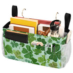 Bedside Caddy Hanging Bunk Bed Caddy Bed Organizer Hanging Pocket with 2 Hooks Bedside Storage Organizer Pocket Bag Holder Green Nature St Patrick Clovers - color: Green Nature St Patrick Clovers
