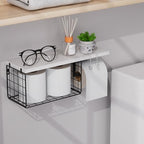 VITVITI Toilet Paper Holder with Shelf, Wall Mounted Toilet Paper Storage Basket, Wood Metal Toilet Roll and Wipes Holder for Bathroom Farmhouse (White) - color: White