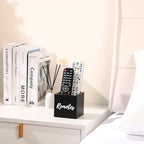 Remote Control Holder, Wooden Tv Remote Holder, Remote Holder for Table, Remote Control Storage Organizer Caddy (for 2 or 3 Remote Controls) 3.5 x3.5x3.5 - Black