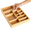 Juvale Drawer Organizer Tray - 8-Slot Drawer Divider for Utensils - Versatile Silverware Holder - Desk Tray for Office Supplies - 14 x 10 x 2 in, Brown, Bamboo - size: 14" x 10" x 2" inches