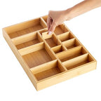 Juvale Drawer Organizer Tray - 8-Slot Drawer Divider for Utensils - Versatile Silverware Holder - Desk Tray for Office Supplies - 14 x 10 x 2 in, Brown, Bamboo - size: 14" x 10" x 2" inches