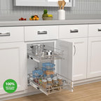 JOWBOOW 2-Tier Individual Cabinet Pull Out Shelves (9" W x 22" D), Slide Out Kitchen Panty Narrow Cabinet Storage Sliding Shelves - size: 9 x 22 Inch