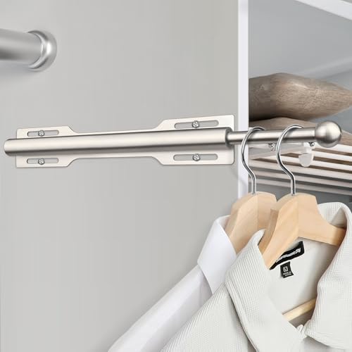 FIRJOY 12" Valet Rod for Closet Pull Out (1 Pack, Brushed Nickel) - color: Brushed Nickel, size: 1 Pack