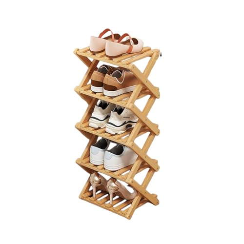 Shoe Rack - Foldable Vertical Shoe Rack for Entryway,Durable and Easy to Assemble,Applicable to Home Entrance, Closet and Bedroom (Nature-5 Layers) - color: Nature-5 Layers