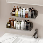 Diesisa 2pc Acrylic Wall Mounted Shower Caddy, Adhesive Shelf, Bathroom Shelves for Wall, Self Adhesive Organizer, No Drilling Hang Walls, for Bathroom, Kitchen, Living Room - color: 2pcs-grey