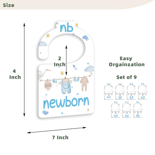 JMOST Boy Baby Closet Dividers for Nursery Closet Organizer, Newborn to 24 Months Size Clothes, Bule Hangers with Size Dividers, Double Sided - color: Bule