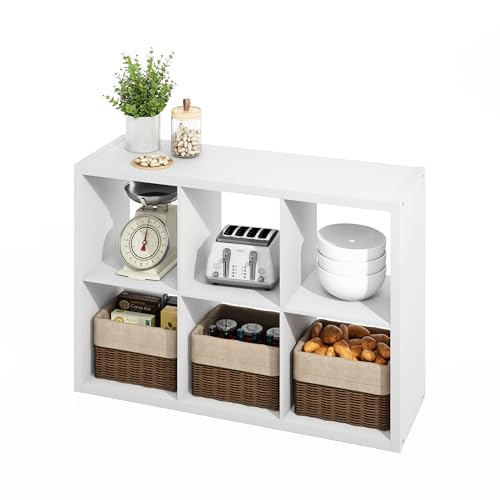 Furinno HERMITE Kitchen Island, 6-Cube Coffee Bar, Extra Thick Kitchen Storage, Bakers Rack, for Pantry Organizers and Storage, Kitchen Organization, White - color: White, size: 6-Cube Extra Thick