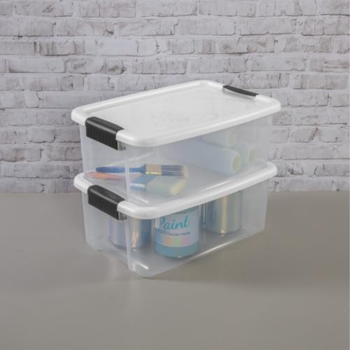 Sterilite 24-Pack Ultra Latching Box, Storage Bins with Lids, Clear Plastic, 18 Quart - Heavy-Duty Organizing Containers for Closet, Bathroom, and Office - size: 18 Quart, style: 24-Pack