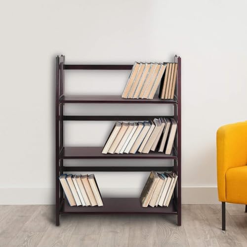 HomeStock 3-Shelf Stackable Folding Office Wood Furniture Bookcase, Contemporary Home and Office Furniture, Sturdy Wooden Shelving Storage Espresso/27.5 Inch - color: Espresso, size: 27 5 Inch