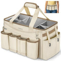Ytonet Cleaning Caddy Bag with Detachable Apron, Extra Large Cleaning Supplies Organizer with Foldable Dividers, Portable Cleaner Tote with Handle, Cleaner Caddy for Kitchen, Detailing Bag, Apricot - color: Apricot