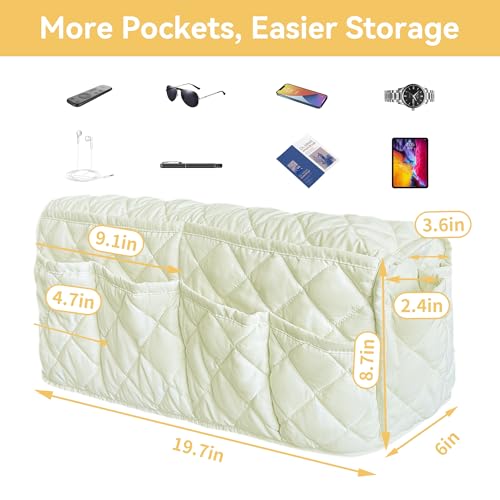 MEHIDFY Armchair Caddy, Waterproof Sofa Armrest Organizer, Non Slip Recliner Organizer, Remote Holder for Recline, Recliner Caddy with 14 Pockets Storage for TV Remote, Phone, Magazine (White) - color: White
