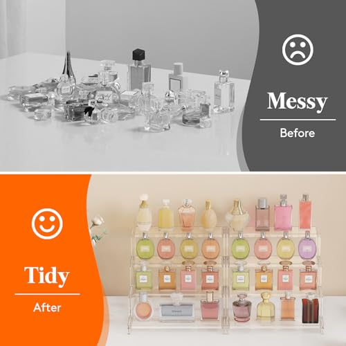 Lifewit Perfume Organizer, Bedroom Decor, Cologne Cupcake Stand, Tool-Free Assembly, Makeup Display Shelf for Vanity Bathroom Counter Storage, Clear, 30 cm/12", 2 Pcs - color: Clear, size: 12 Inch,2 Pcs