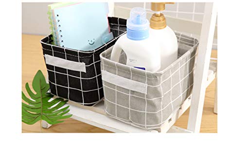 AARAINBOW 3 Packs Storage Basket Bins Canvas Mini Storage Cubes Storage Basket for Makeup, Toys Liners, Books Storage Baskets with Handles for Shelves & Desks(3 Black) - color: 3 Black