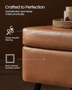VASAGLE EKHO Collection - Storage Ottoman Bench, Entryway Bedroom Bench, 15 Gallons, Synthetic Leather with Stitching, Mid-Century Modern, Safety Hinges, Loads 660 lb, Caramel Brown ULOM074K01 - color: Caramel Brown, style: 15-Gallon Storage Bench