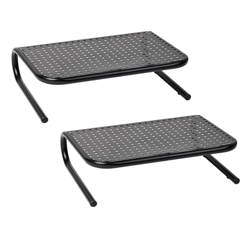 Mind Reader Monitor Stand, Ventilated Laptop Riser, Desktop Organizer, Metal, 14.5" L x 11.25" W x 4.25" H, Black (Pack of 8) - size: 8-Pack