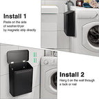 Picowe Magnetic Laundry Storage, Large Metal Lint Holder Bin with Lid for Laundry Room, Space-Saving Trash Container Hanging on Dryer, Washer or Wall Mount Trash Bin (Black) - color: Black