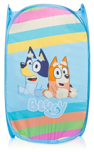 Bluey Pop Up Hamper - Bluey and Bingo Mesh Laundry Basket/Bag with Durable Handles - Storage for Clothes and Toys - color: Blue - Bluey 01