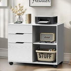 DUMOS Lateral File Cabinet with 3 Drawers Rolling Filing Cabinets Under Desk Storage Printer Stand Wood Organizer with Wheels Adjustable Shelf for Office Home Small Space, White - color: Classic White