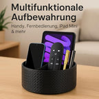 Remote Control Holder 360° Spinning Controller Holder TV Remote Caddy End Table Organizer Storage Bedside Nightstand Couch Caddy of Couch for Call Phone PU Leather Side Table Organizer