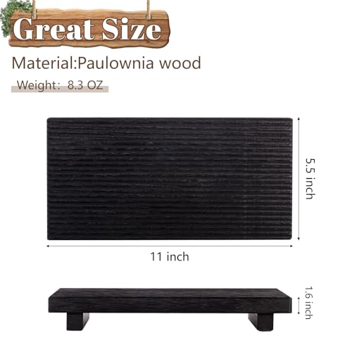 Bathroom Tray Farmhouse Decor Pedestal Stand Wood Riser Display Kitchen Accessories Soap Holder for Sink, Counter, Vanity, 11 * 5.5 Black - color: Black, size: 11" x 5.5" x 1.6"