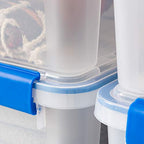 IRIS USA 16 Qt Storage Box with Airtight Seal, 4 Pack - BPA-Free, Made in USA - Heavy Duty Moving Containers with Tight Latch Gasket Lid, Weather Proof Tote Bin, WEATHERPRO - Clear/Blue - size: 16 Qt. - 4 Pack