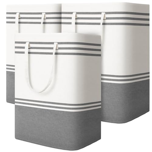 3 Pack Large Laundry Baskets, Laundry Hampers, Freestanding Waterproof Collapsible Clothes Bag with Extended & Reinforced Handles - Clothes Basket for Dorm, Bathroom, Home (125L) - size: 3 x 125L