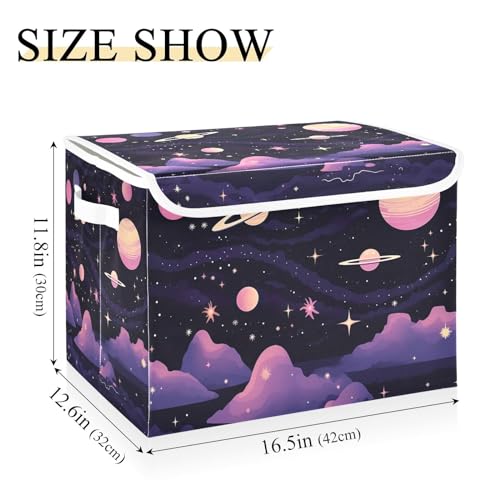 xigua Abstract Planets Storage Bins with Lids and Carrying Handle,Foldable Storage Boxes Organizer Containers Baskets Cube with Cover for Home Bedroom Closet Office - color: Abstract Planets
